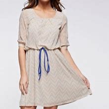 Incz Dresses | Printed Waist Tie Chiffon Bubble Dress | Color: Cream/White | Size: L