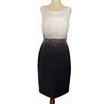 Calvin Klein Womens Dress Sz 6 Black White Rimstones Knee Length Night