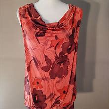 The Limited Tops | The Limited Women Sleeveless Print Floral Cowl Neck Top - Size Medium | Color: Brown/Orange | Size: M