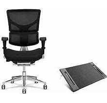 X-Chair X3 Management Office Chair, Black A.T.R. Fabric Executive Office Desk Seat & 3" Ergonomic Adjustable Under Desk Footrest