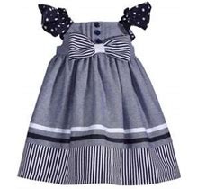 Bonnie Jean Baby Girl Sleeveless Denim Nautical Dress, 4T, Cotton