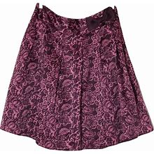 Silky Plum Floral Print Flared A Line Pleated Skirt Size 10P