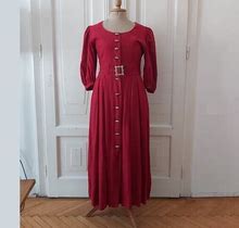 Cottagecore Princess Style Long Linen And Cotton Summer Dirndl Austrian Folk Dress Size L