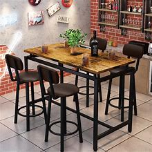 Recaceik Dining Table Set For 4 Bar Kitchen Table And Chairs For 4, Counter Height Dinner Table With 4 PU Leather Upholstered Backrest Stool, Dining