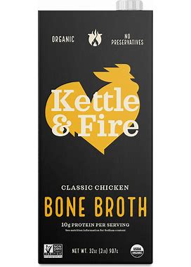 Kettle & Fire Chicken Bone Broth 32 Oz Carton