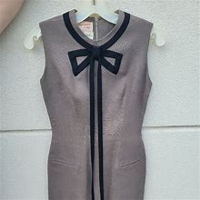 Darbury Dresses | Vtg Lord & Taylor Darbury Dress With Neck Tie | Color: Cream/Gray | Size: S