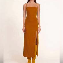 Staud Dresses | Staud Bellamy Lace-Up Velvet Slipdress | Color: Gold | Size: Xs