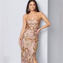 Venus Dresses | Venus Blush Pink And Gold Sequin Dress | Color: Gold/Pink | Size: 12