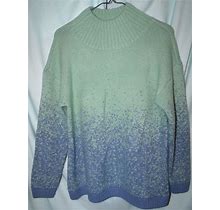Christopher & Banks Green Blue Mock Neck Long Sleeve Pullover Sweater Size L