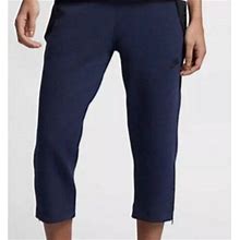 Nike Women's Tech Fleece Crop Pants Blue Small S Drawstring Ankle Zip