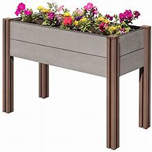 Stratco Wood Plastic Composite Elevated Garden Bed - Elevated 48 (L) X 32(H) X 20 (W) - Beautiful Elevated Planter Kit For Flower And Vegetable Plant