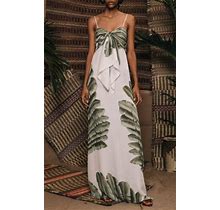 Johanna Ortiz Holy Earth Silk Georgette Palm Maxi Dress