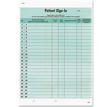Tabbies Patient Sign-In Label Forms 8 1/2 X 11 5/8 125 Sheets/Pack Green 14532