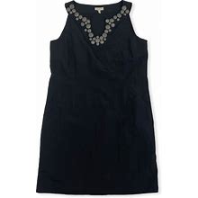Madison Black Sleeveless Beaded Sheath Dress Size 14 Cotton Silk Blend