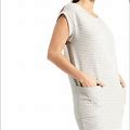 Athleta Xs Ease Up Gray Striped Dress With Side Pockets