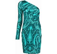 ETRO - Paisley-Print One-Shoulder Dress - Women - Spandex/Elastane/Polyamide - 40 - Green