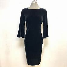 Calvin Klein Dresses | New Calvin Klein Velvet Sheath Dress Bell Sleeve | Color: Black | Size: Various