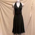 R & M Richards Dresses | Black Halter Dress With Embellished Waist Design | Color: Black | Size: L