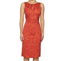 Zac Posen Womens Coral Orange Party Jacquard Sleeveless Dress L93405