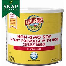 The Hain Celestial Group Earth S Best Non-Gmo Soy-Based Powder Baby Formula With Iron 21 Oz Canister