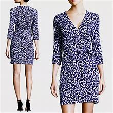 Diane Von Furstenberg Dresses | Dvf Purple Leaf New Julian Wrap Dress | Color: Purple/White | Size: 2