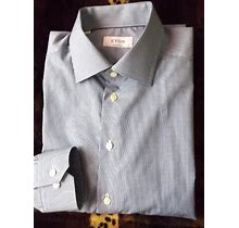 Eton Blue/White Dress Shirt Long Sleeves Size 17.5/44 Sleeves 36/37