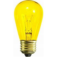 11W, S14 Incandescent Light Bulb, Transparent Yellow, Medium Brass Base, 130V, Halco 9053 | 1000 Bulbs