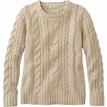Women's Double L Cable Sweater, Crewneck Oatmeal Heather 2X, Cotton/Cotton Yarns L.L.Bean
