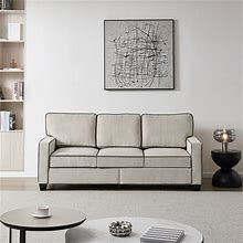 Modern 3 Seat Corduroy Sofa With Storage Base, Solid Wood & Metal Frame Sofa W/ 6 Wood Legs For Living Room, Apartment & Bedroom