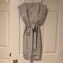 Loft Dresses | Strapless Light Khaki Dress Beaded Hemline | Color: Cream | Size: 4