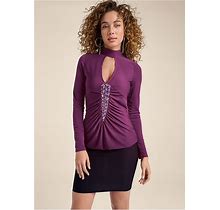 Women's Embellished Mini Dress - Purple, Size M By Venus