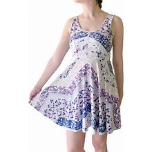 Free People Dresses | Free People Skater Dress Paisley Purple Floral Soft Fit & Flare Mini Dress | Color: Purple/White | Size: M