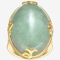 Womens Genuine Green Jade 18K Gold Over Silver Oval Cocktail Ring | 9 | Rings Cocktail Rings | Nickel Free|Quick Ship