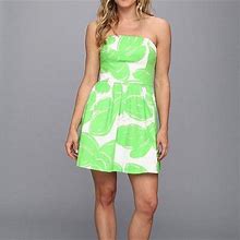 Lilly Pulitzer Dresses | Lilly Pulitzer Green And Gold Strapless Dress | Color: Green | Size: 0