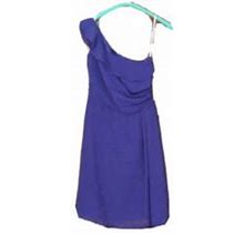 One Shoulder Ruffle Purple Bridesmaid Dress Size 2