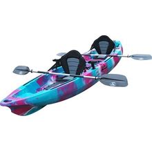 BKC TK122 Angler 12-Foot, 8 Inch Tandem Fishing Kayak W/Premium Memory Foam Padded Seats, Paddles, 4 Rod Holders, Purple Camo