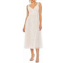 Mac Duggal Women's Ruffled Sleeveless Midi-Dress - Oyster - Size 8
