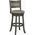 30" Swivel Stool, Dove Faux Leather Back Antique Gray Finish, Dove/Antique Gray, Bar Stools, By OSP Home Furnishings
