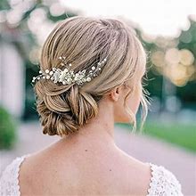 Sooshin Bridal Hair Comb Pearl Wedding Hair Accessories For Brides Crystal Wedding Headpiece For Bride And Bridesmaids Rhinestone Hair Accessory For