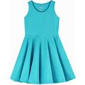Mightly Girls Fair Trade Organic Cotton Solid Sleeveless Twirl Dress - Turquoise