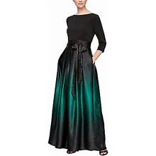 S.L. Fashions Women's Long Satin Ombre Party Dress With Pockets (Missy