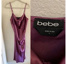 Bebe Womens Slip Dress Midi Purple Drape Neck Spaghetti Strap Evening Dress