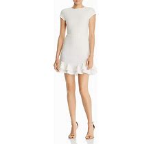 New $320 Aqua Dresses Women's White Cap Sleeve Tiered Ruffled Hem Dress Size M