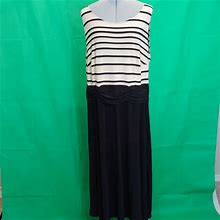 Danny & Nicole Dresses | Danny & Nicole Black/Tan Striped Maxi Dress 18W | Color: Black/Tan | Size: 18W