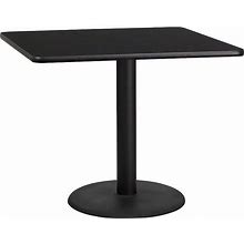 Flash Furniture Square Laminate Top Pedestal Dining Table, Black