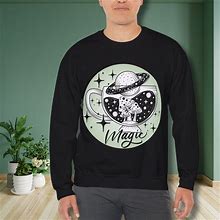 Magic Teacup Mushroom Universe Crewneck Sweatshirt, Sacred Geometry Clothing, Gildan Unisex Crewneck Sweatshirt, Comfortable Clothing