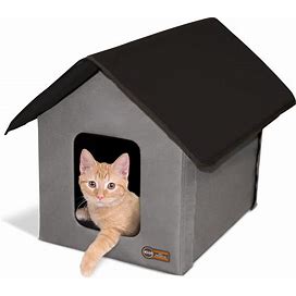 K&H Pet Products Outdoor Unheated Kitty House Cat Shelter, Gray/Black