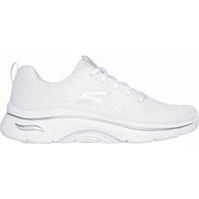 Skechers Women's White Go Walk Arch Fit 2.0 - Varana Sneaker Wide Textile/Synthetic Vegan Machine Washable Size 5.0