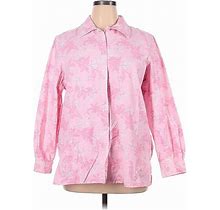 Blair Long Sleeve Button Down Shirt: Pink Print Tops - Women's Size X-Large