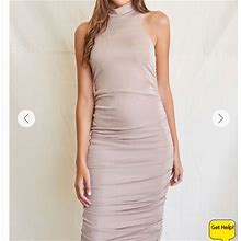Forever 21 Dresses | Ruched Midi Bodycon Dress | Color: Brown/Gray | Size: M
